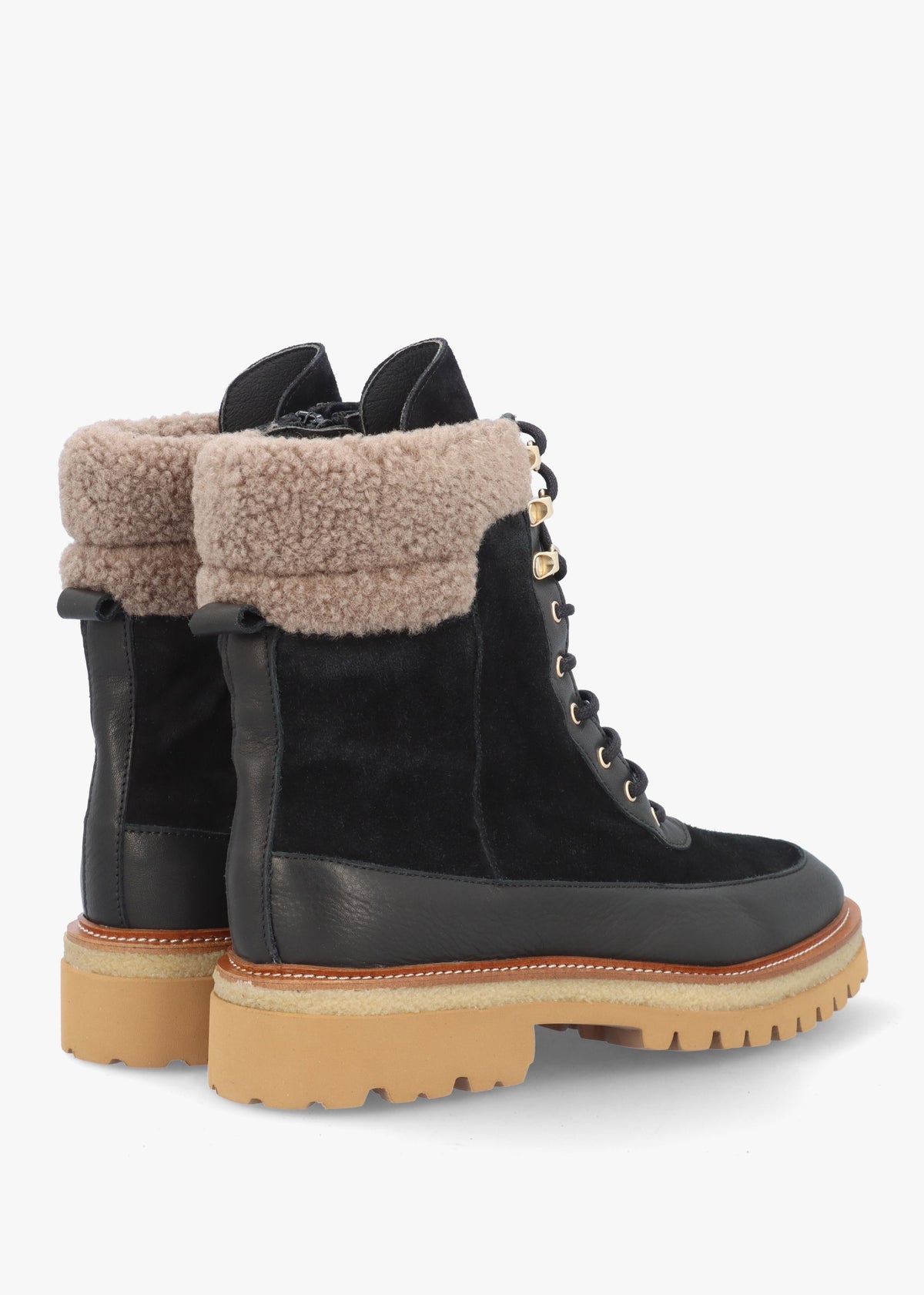 Ashearl Black Suede & Leather Ankle Boots