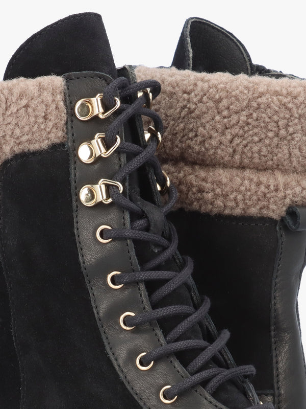 Ashearl Black Suede & Leather Ankle Boots