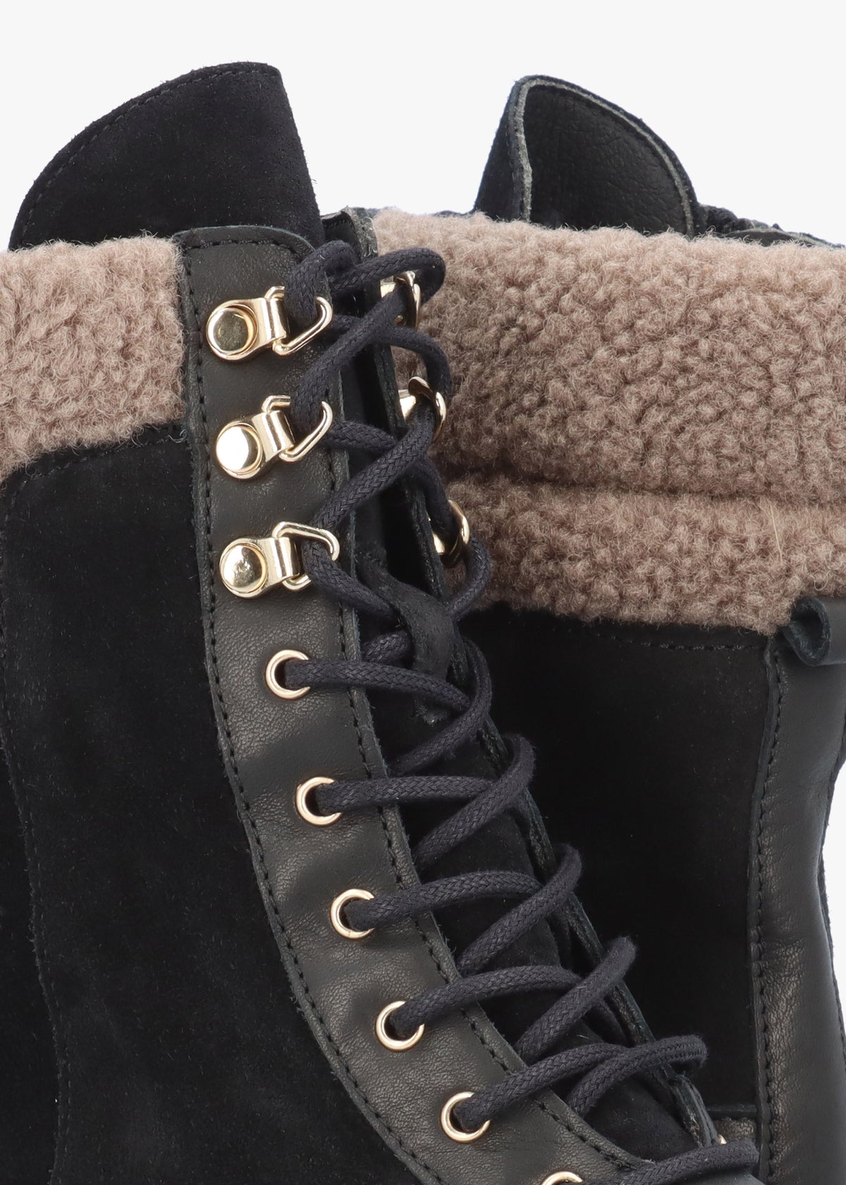 Ashearl Black Suede & Leather Ankle Boots