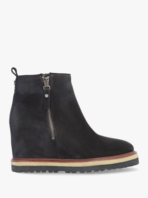 Alwed Black Suede Wedge Ankle Boots