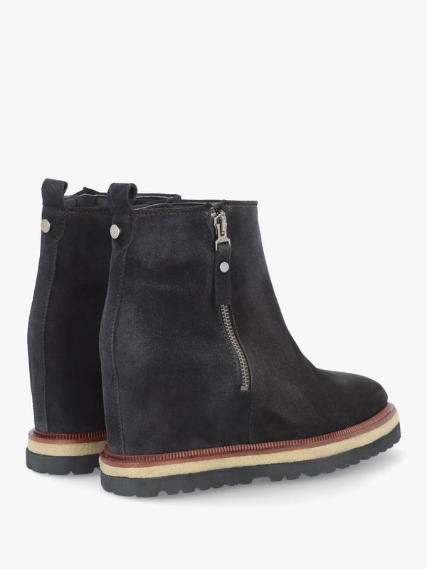 Alwed Black Suede Wedge Ankle Boots
