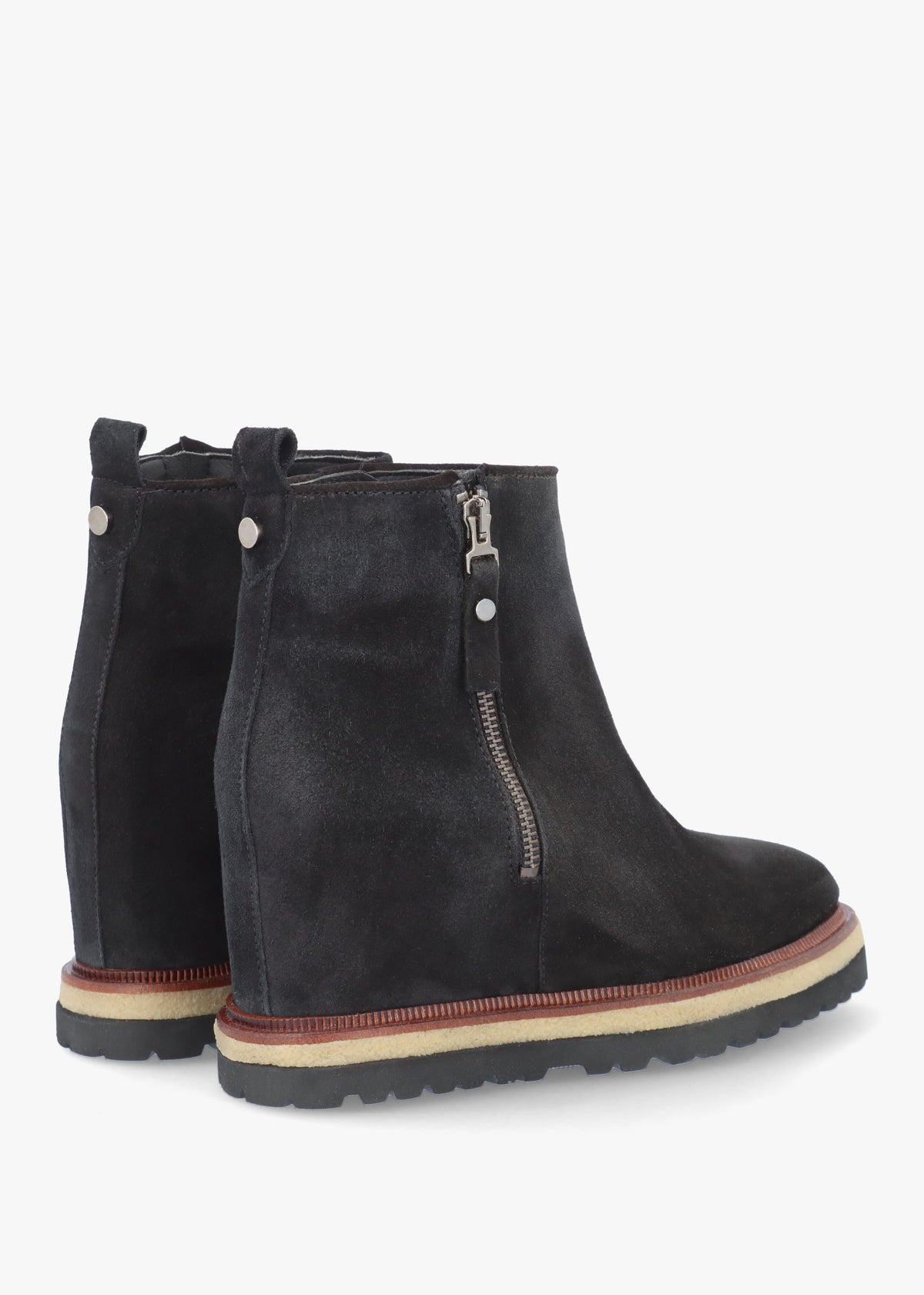 Alwed Black Suede Wedge Ankle Boots