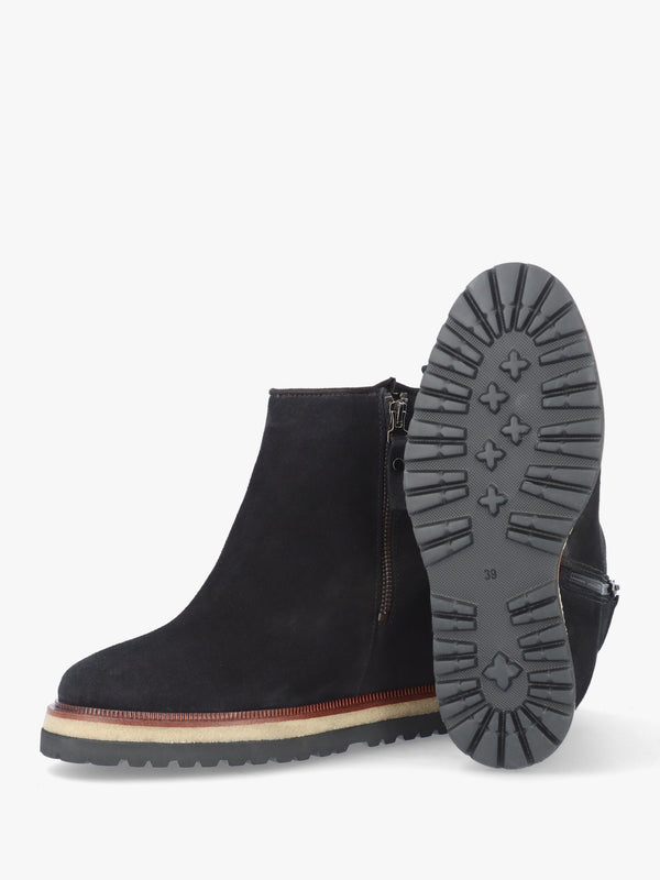 Alwed Black Suede Wedge Ankle Boots