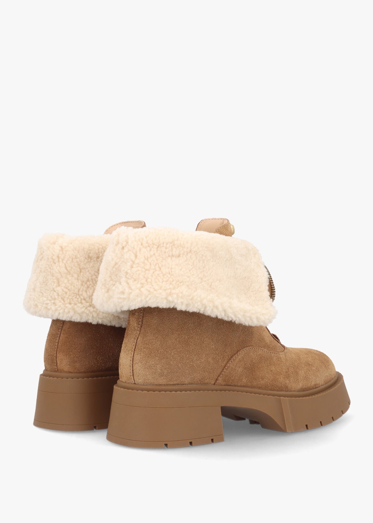 Leah Coconut Natural Suede Front Zip Platform Boots