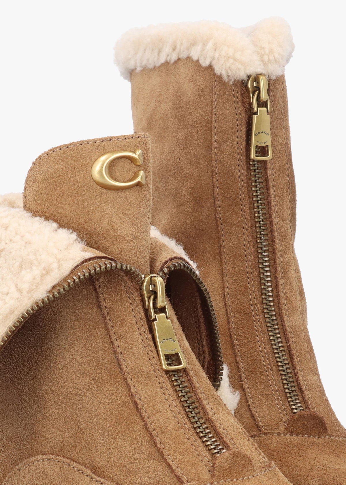 Leah Coconut Natural Suede Front Zip Platform Boots