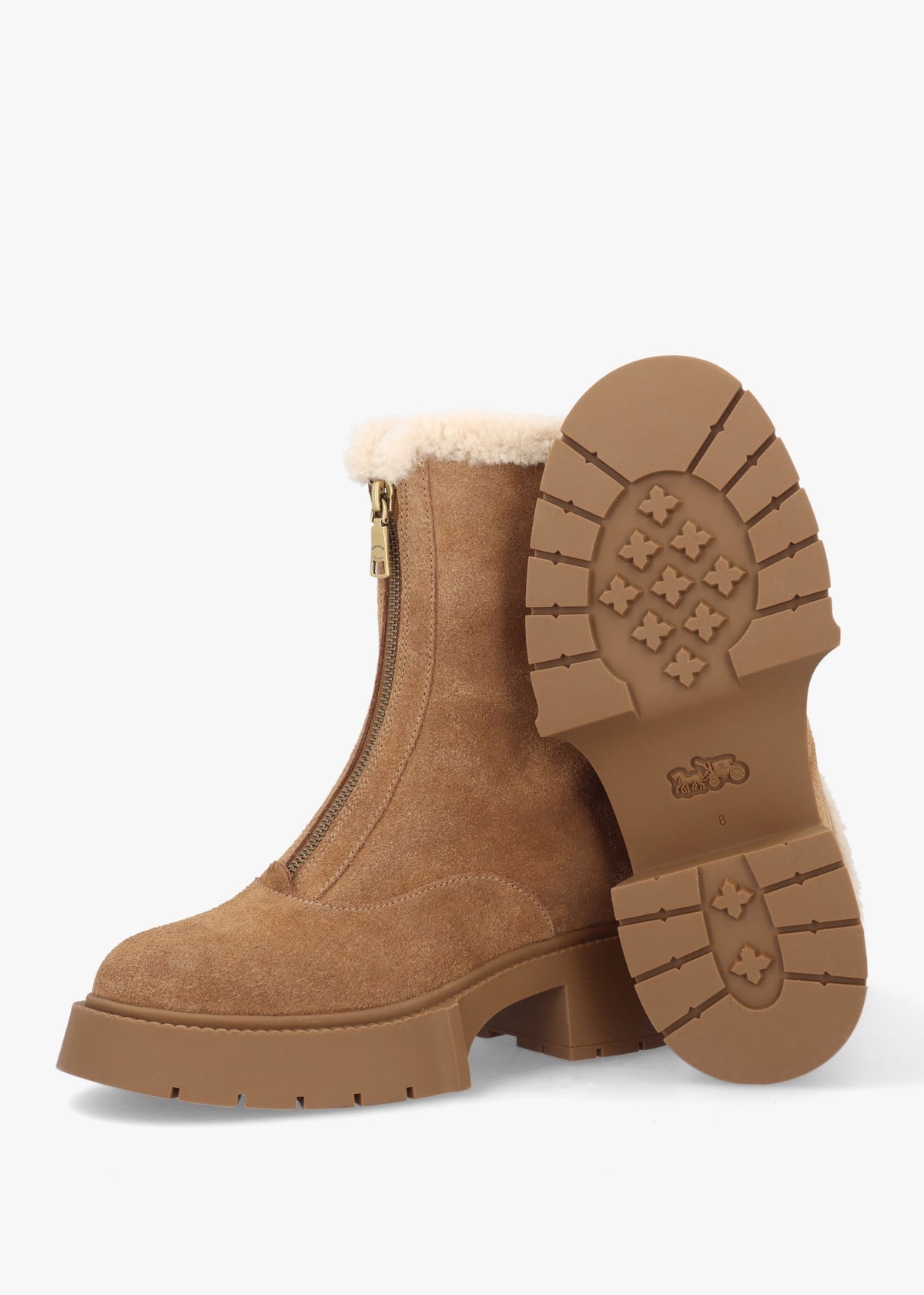 Leah Coconut Natural Suede Front Zip Platform Boots