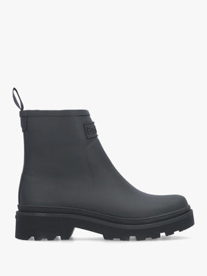 Layla Black Rubber Short Wellington Boots