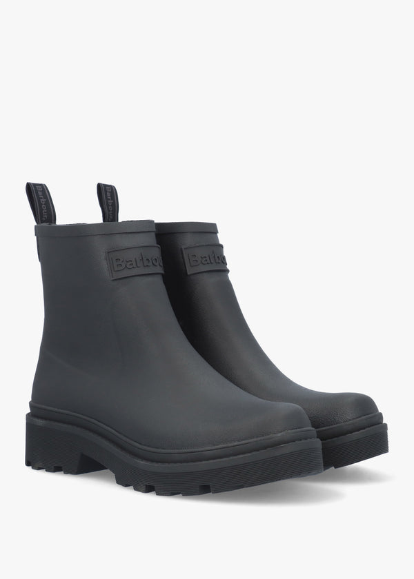 Layla Black Rubber Short Wellington Boots