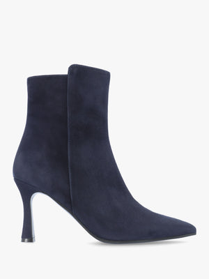 Jenny Navy Suede Shaped Heel Ankle Boots