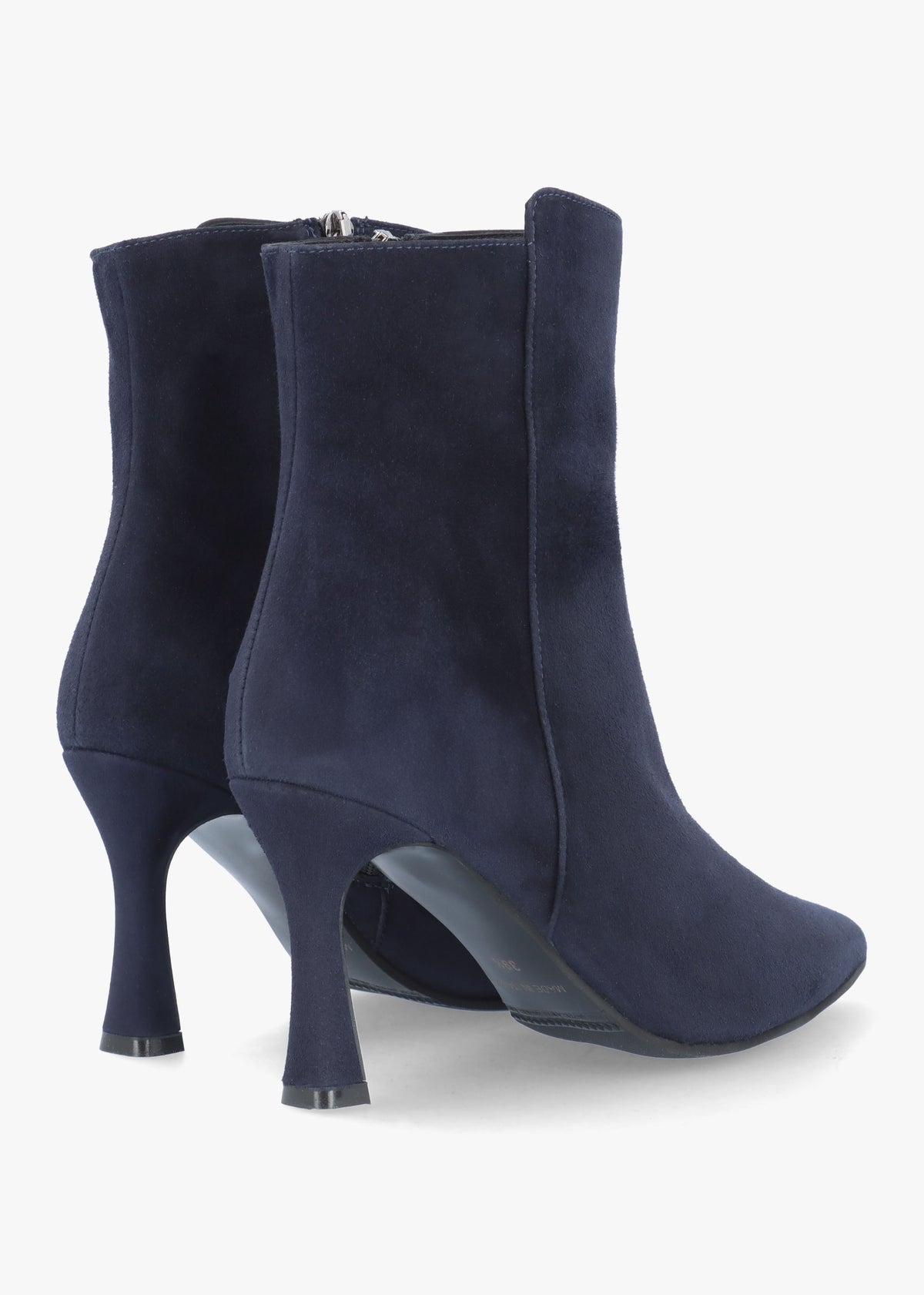 Jenny Navy Suede Shaped Heel Ankle Boots
