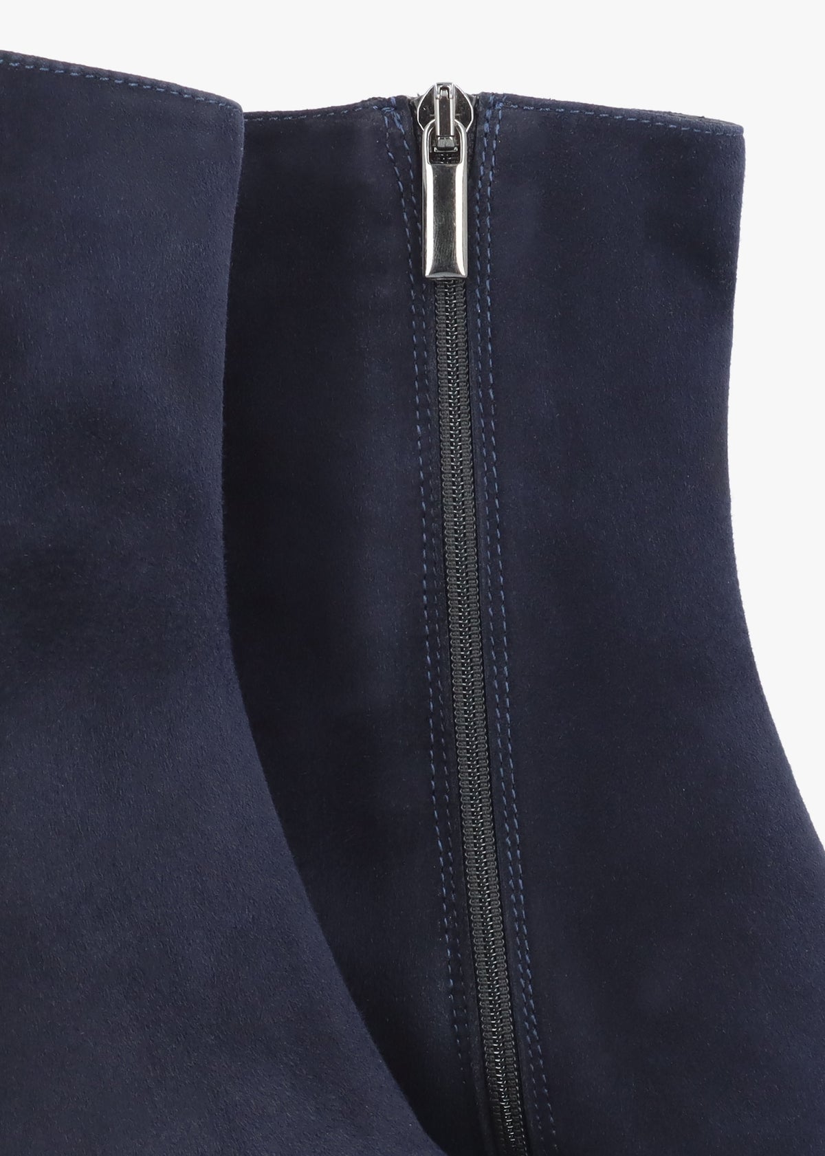 Jenny Navy Suede Shaped Heel Ankle Boots