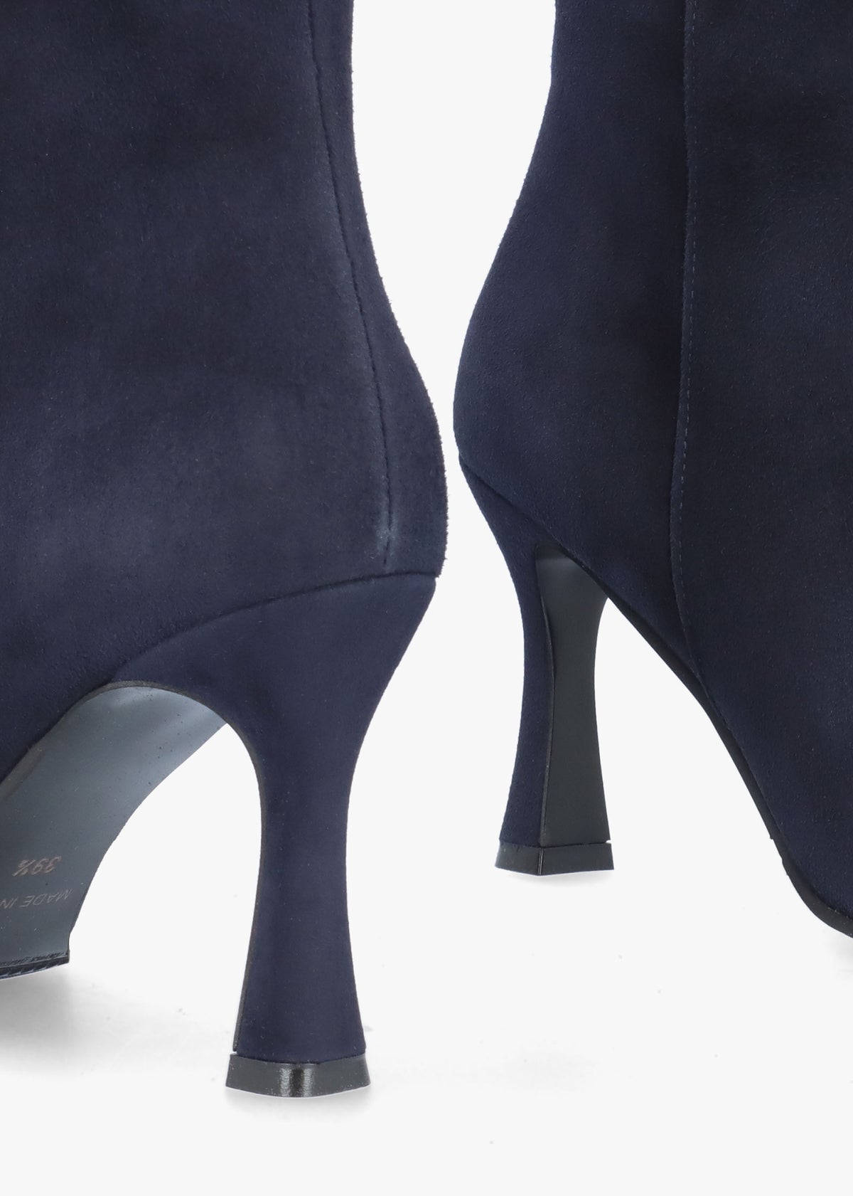 Jenny Navy Suede Shaped Heel Ankle Boots