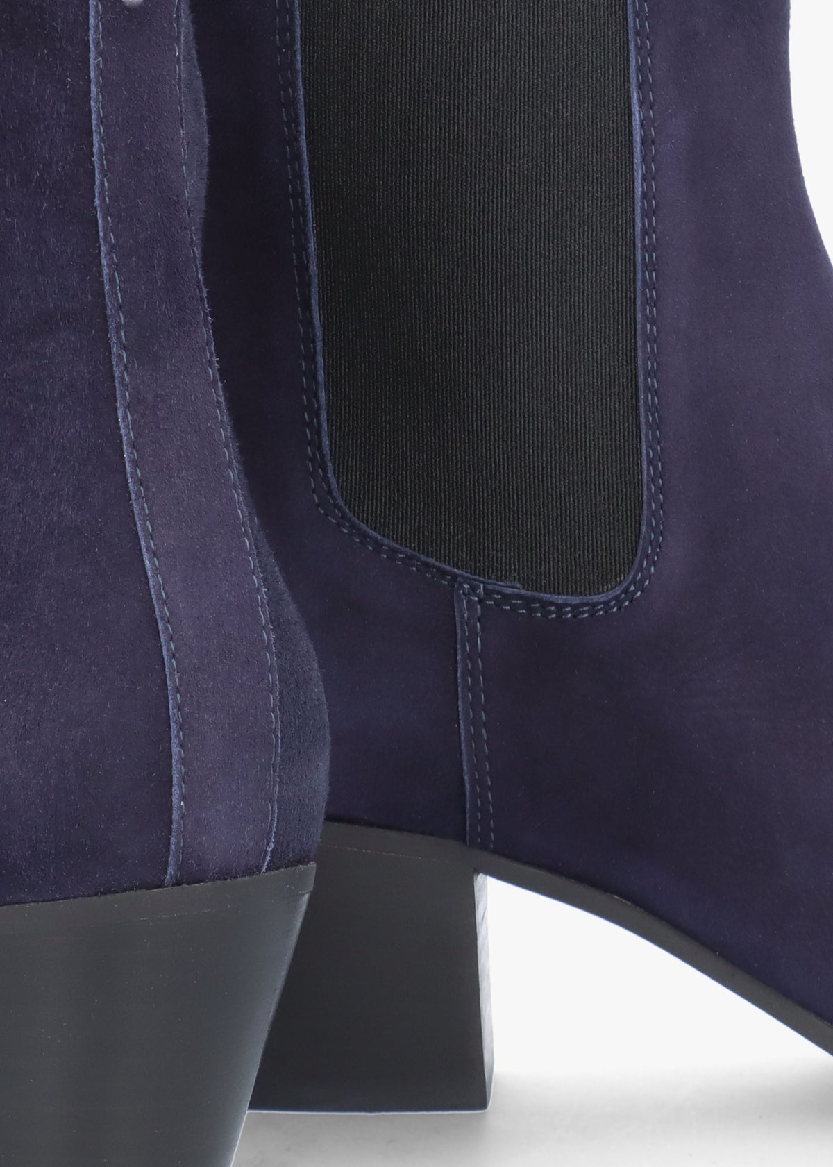 Margot Navy Suede Western Stacked Heel Chelsea Boots