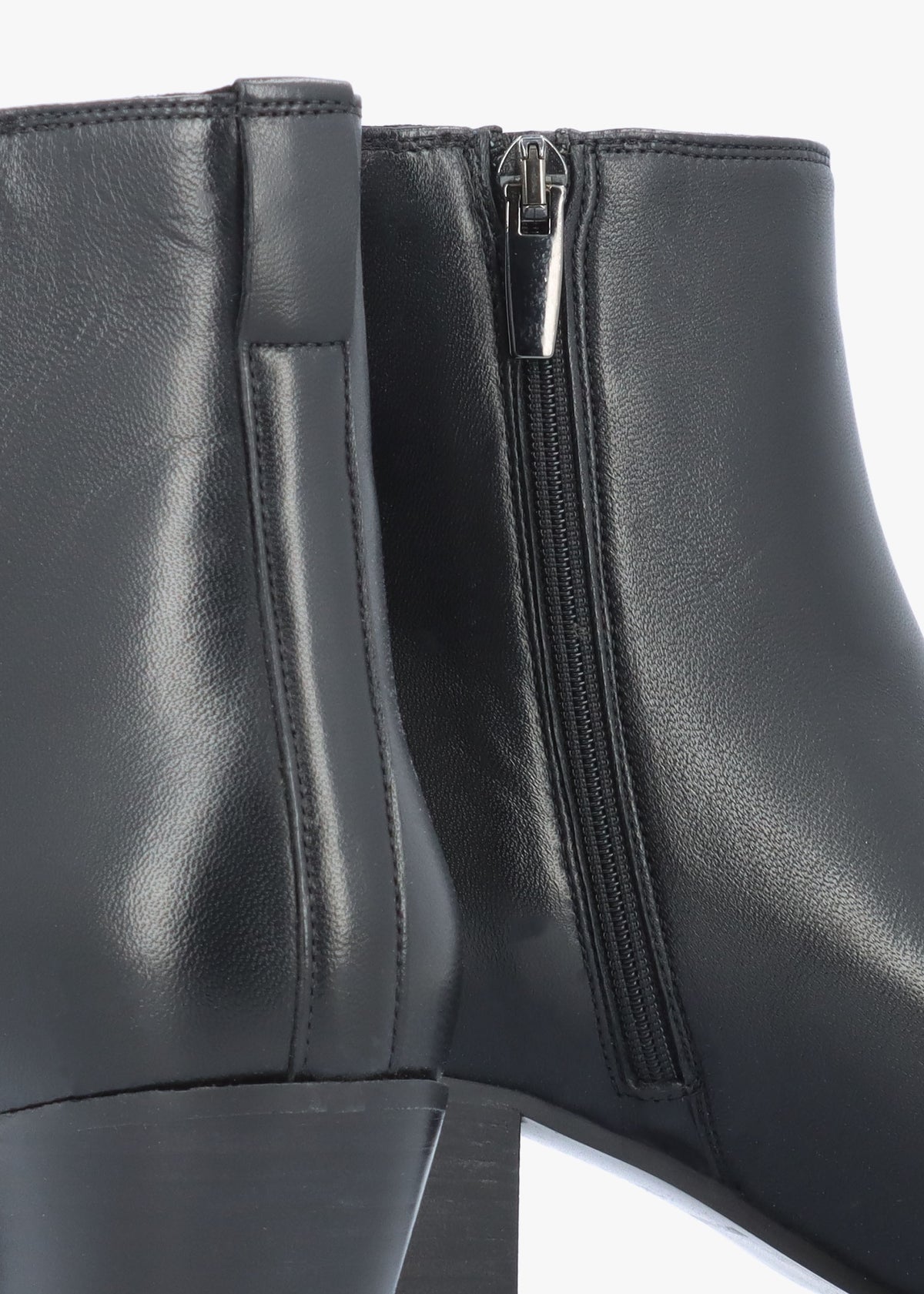 Maggie Black Leather Westen Stack Heel Ankle Boots