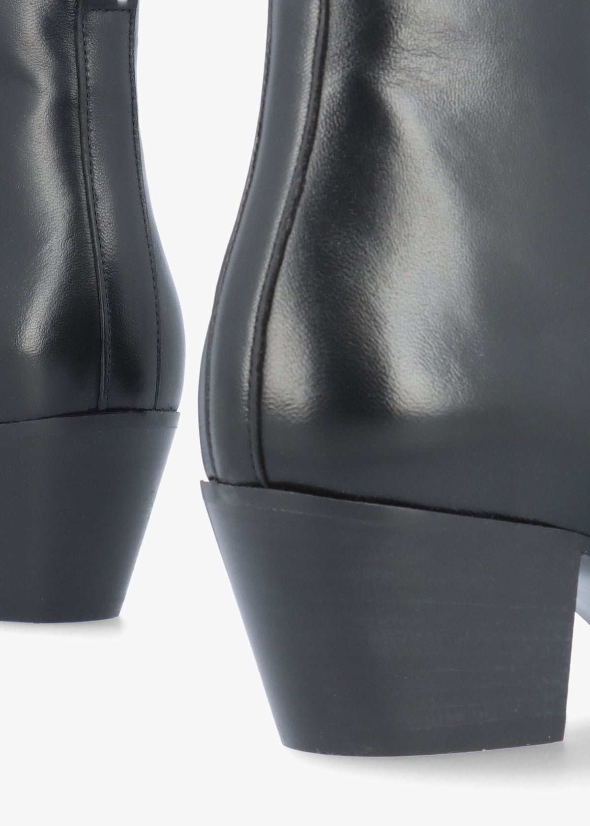Maggie Black Leather Westen Stack Heel Ankle Boots