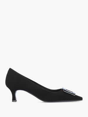 Amira Black Suede Kitten Heel Court Shoes