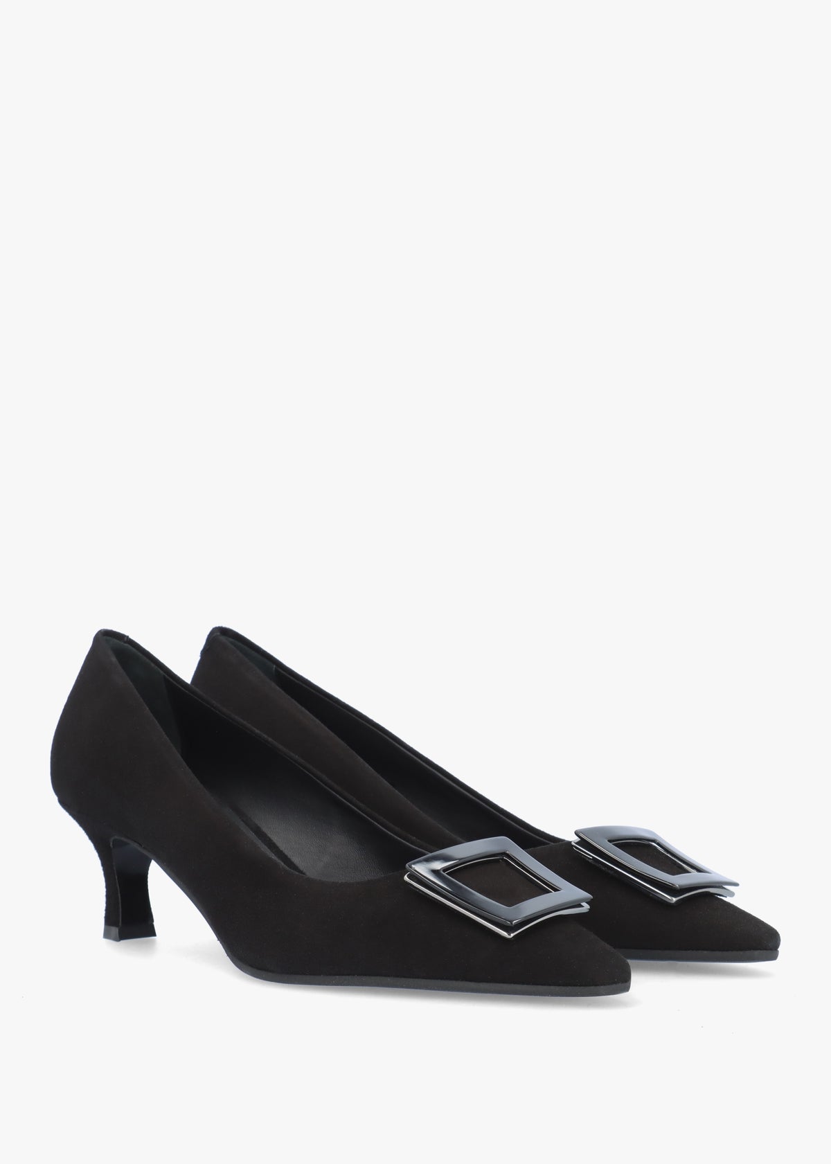 Amira Black Suede Kitten Heel Court Shoes
