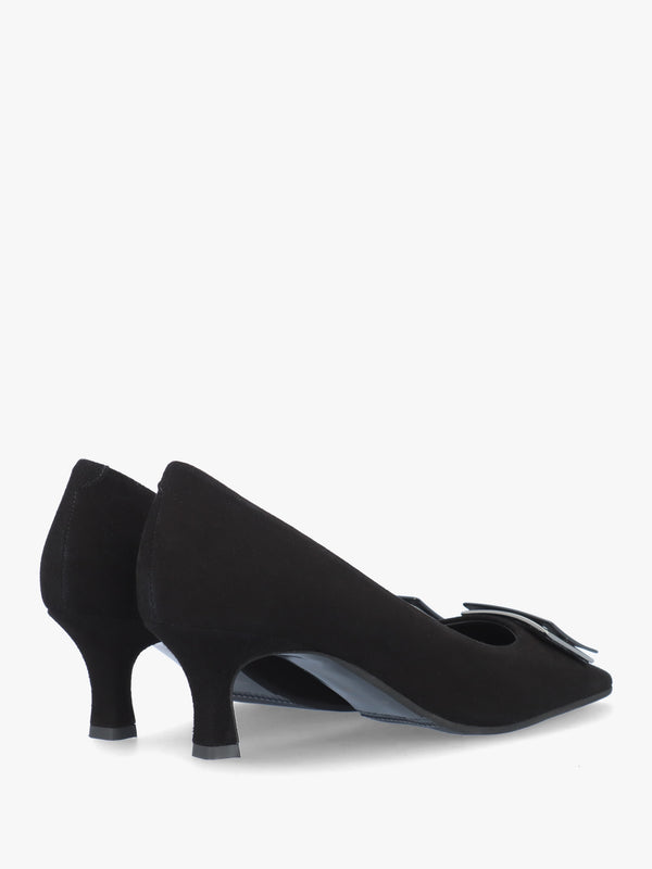 Amira Black Suede Kitten Heel Court Shoes