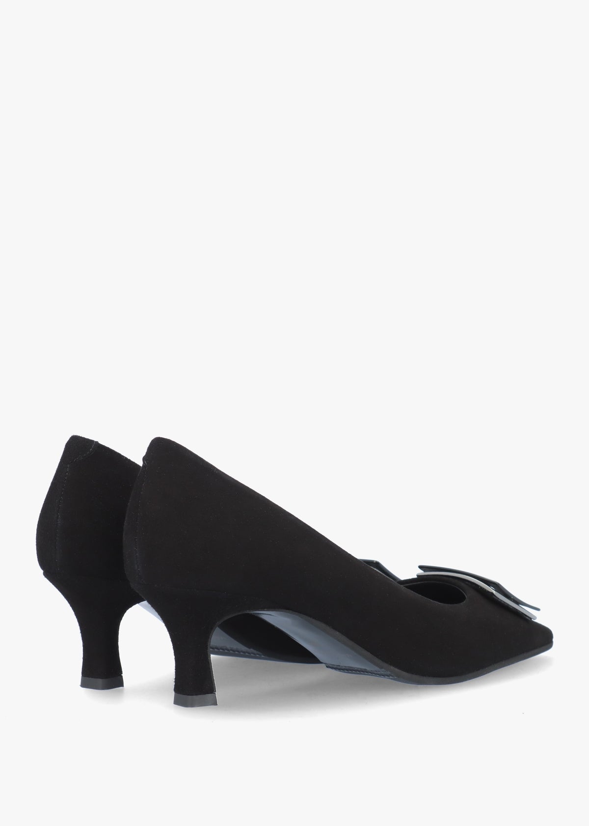 Amira Black Suede Kitten Heel Court Shoes