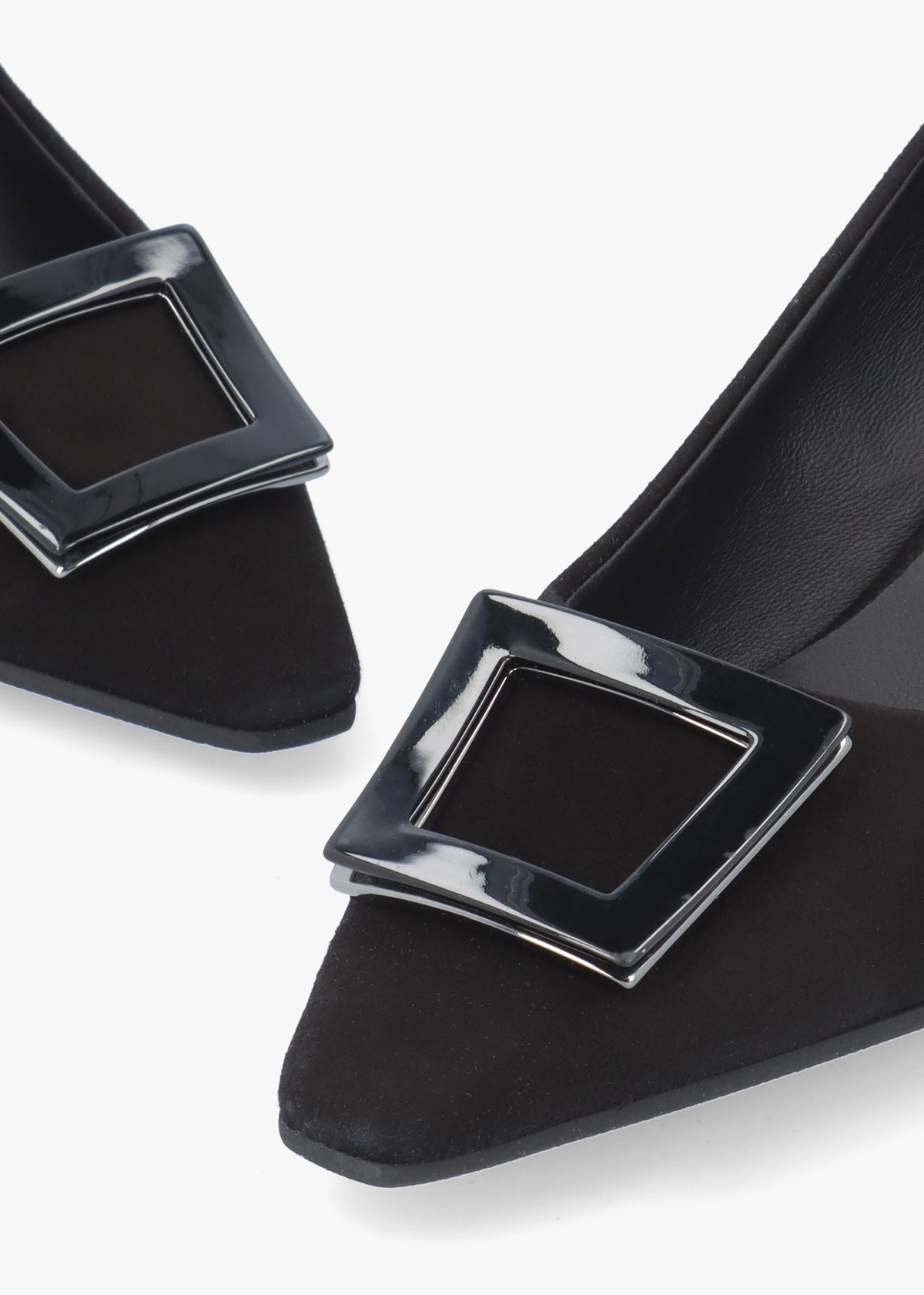 Amira Black Suede Kitten Heel Court Shoes