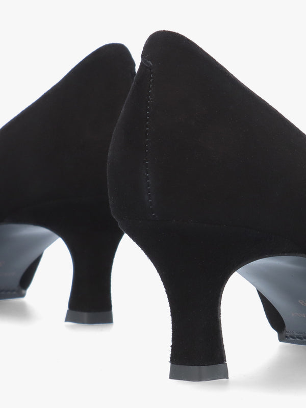Amira Black Suede Kitten Heel Court Shoes