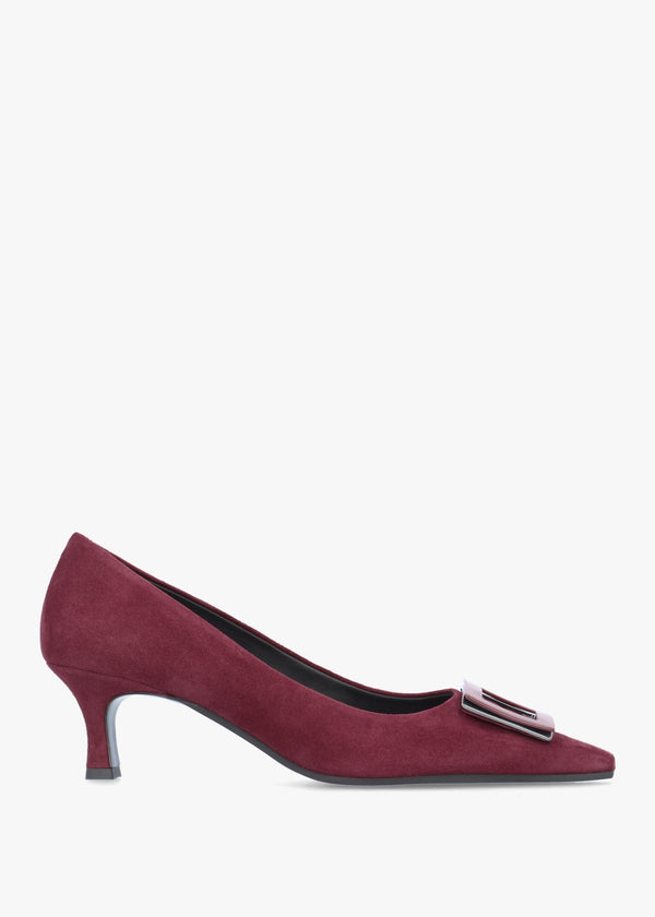 Amira Burgundy Suede Kitten Heel Court Shoes