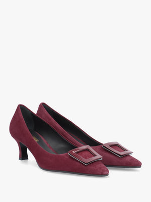 Amira Burgundy Suede Kitten Heel Court Shoes