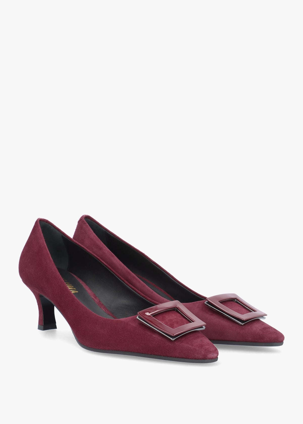 Amira Burgundy Suede Kitten Heel Court Shoes