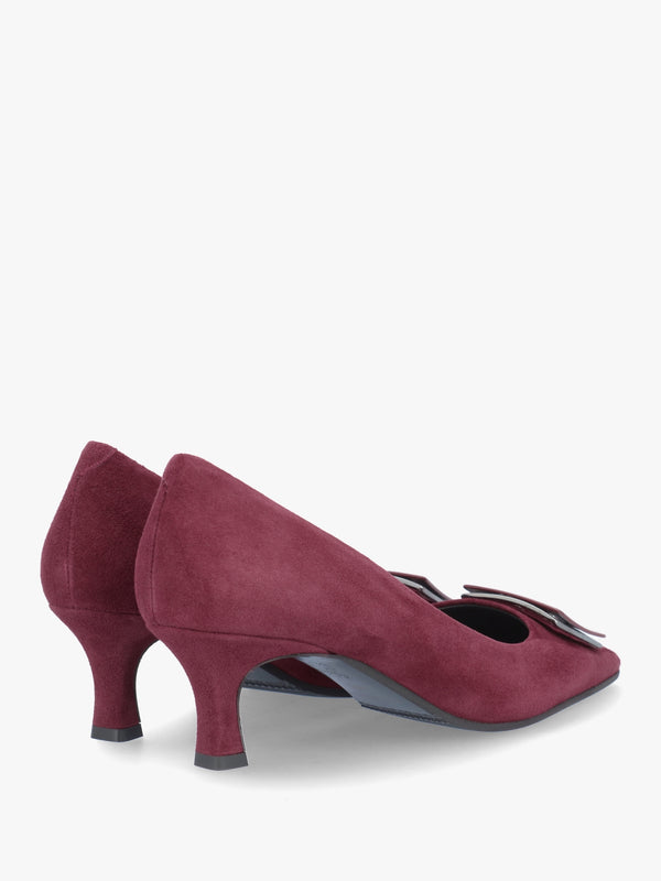 Amira Burgundy Suede Kitten Heel Court Shoes