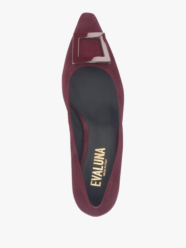 Amira Burgundy Suede Kitten Heel Court Shoes