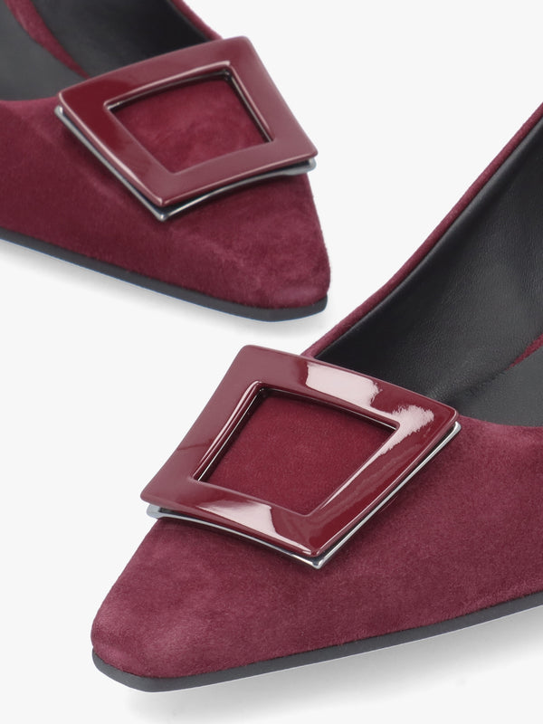 Amira Burgundy Suede Kitten Heel Court Shoes
