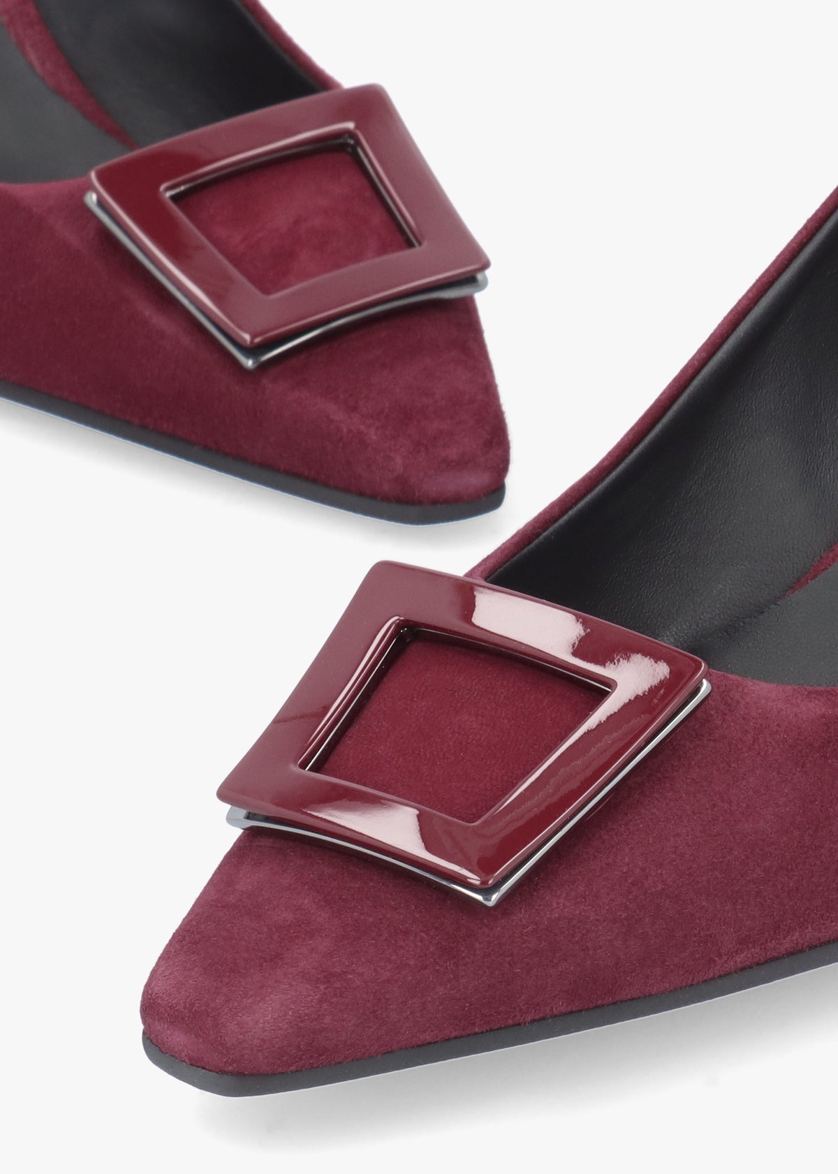 Amira Burgundy Suede Kitten Heel Court Shoes