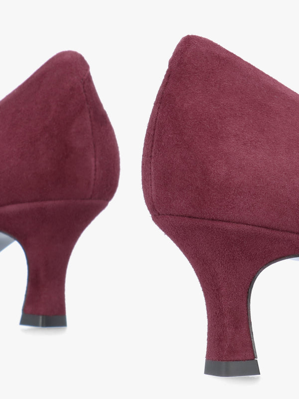 Amira Burgundy Suede Kitten Heel Court Shoes