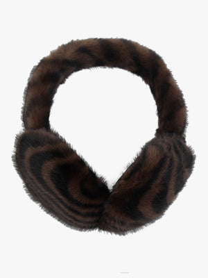 Furry Black & Brown Swirl Faux Fur Earmuffs