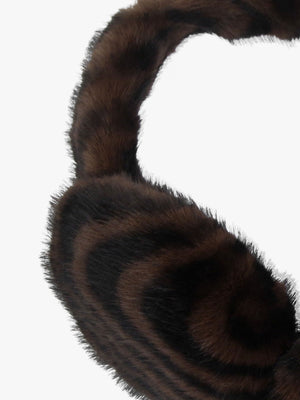 Furry Black & Brown Swirl Faux Fur Earmuffs