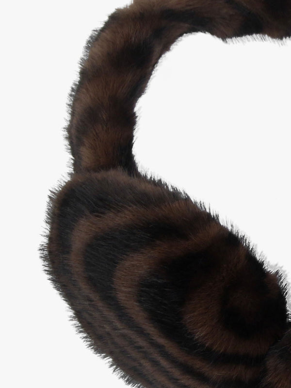 Furry Black & Brown Swirl Faux Fur Earmuffs
