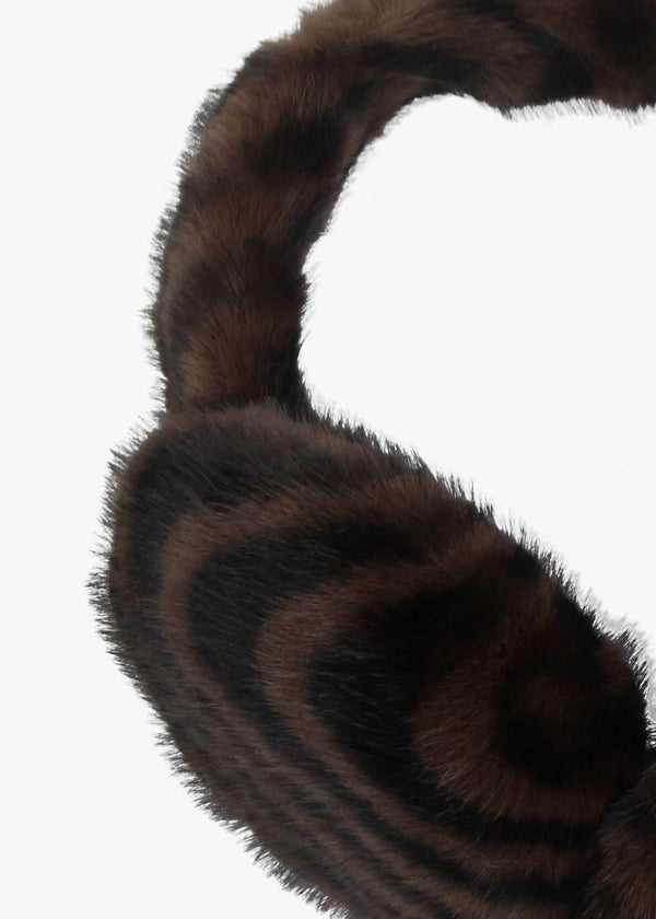 Furry Black & Brown Swirl Faux Fur Earmuffs