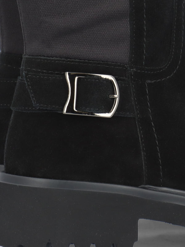 Poppy Black Suede Chunky Knee Boots