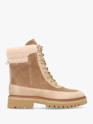 Ashearl Taupe Suede & Leather Ankle Boots