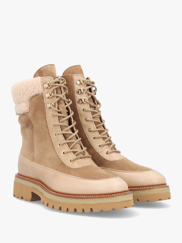 Ashearl Taupe Suede & Leather Ankle Boots