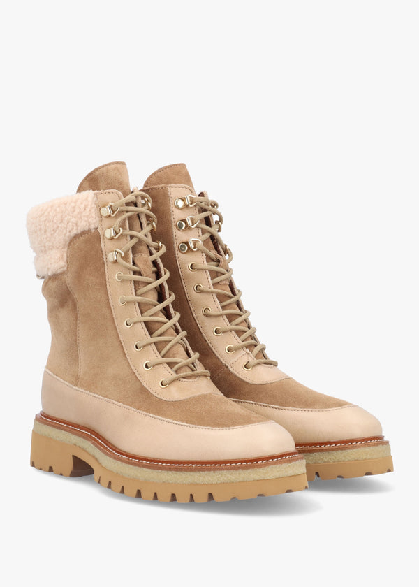 Ashearl Taupe Suede & Leather Ankle Boots