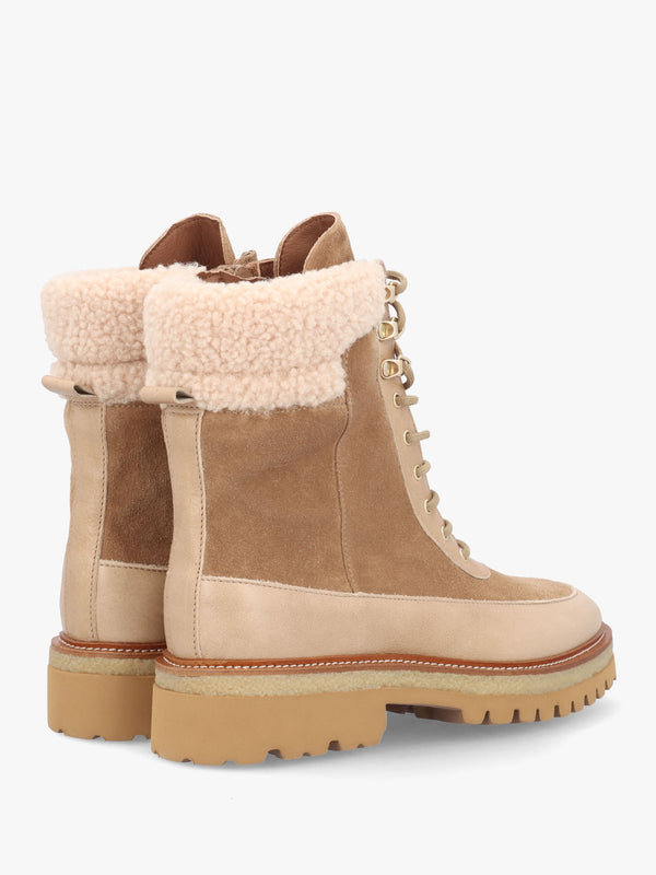 Ashearl Taupe Suede & Leather Ankle Boots