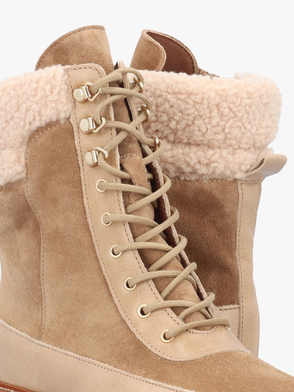 Ashearl Taupe Suede & Leather Ankle Boots