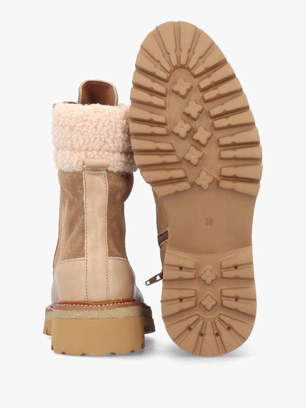Ashearl Taupe Suede & Leather Ankle Boots