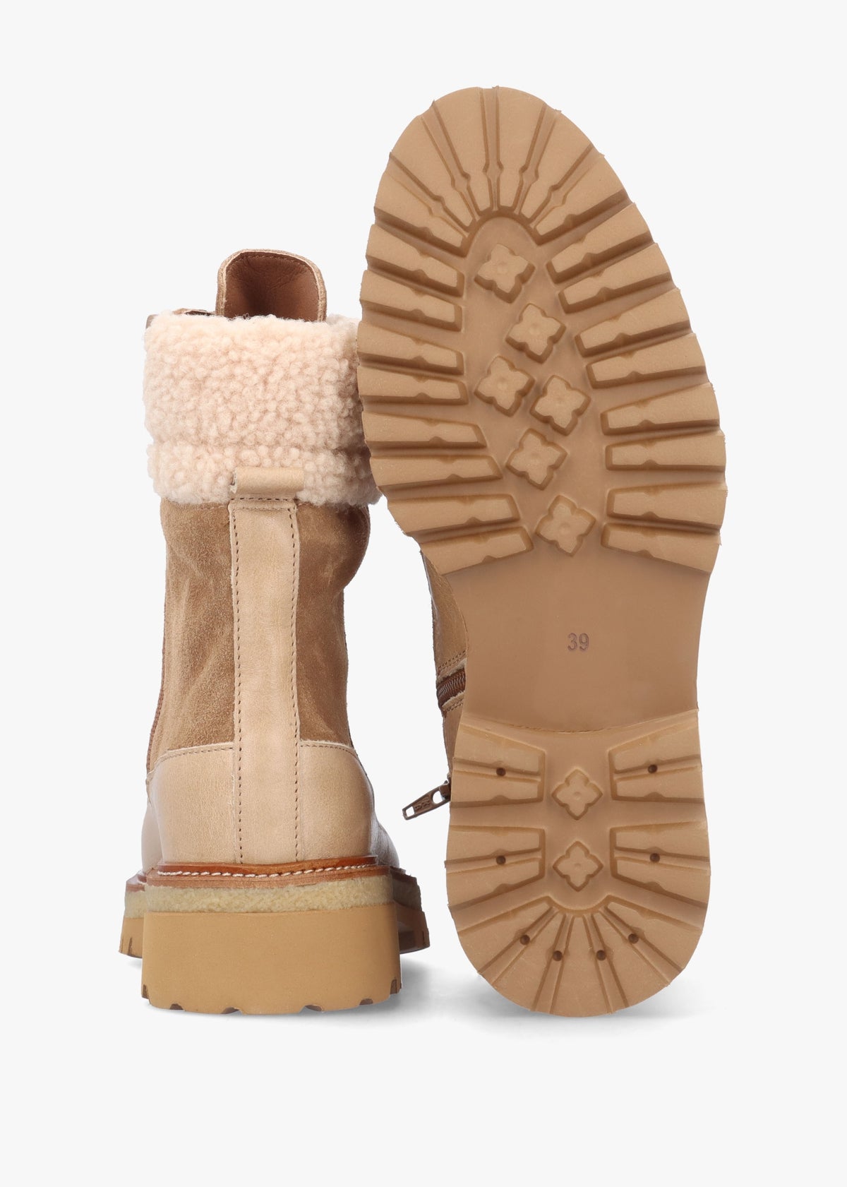 Ashearl Taupe Suede & Leather Ankle Boots