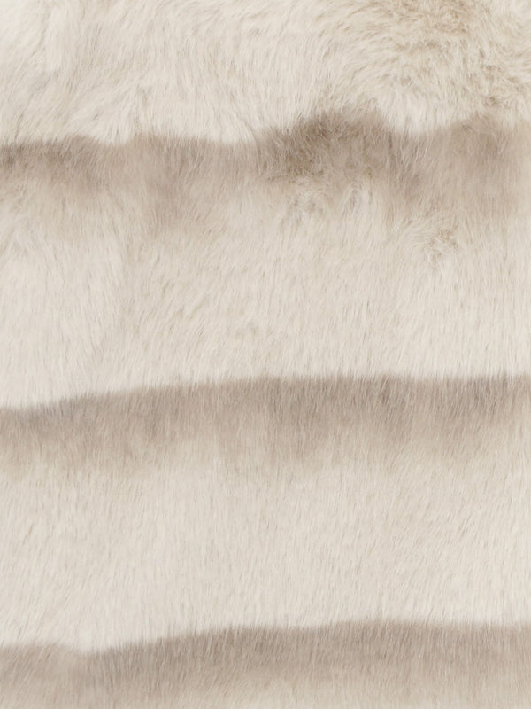 Furry Beige Shaded Stripe Faux Fur Cross-Body Bag