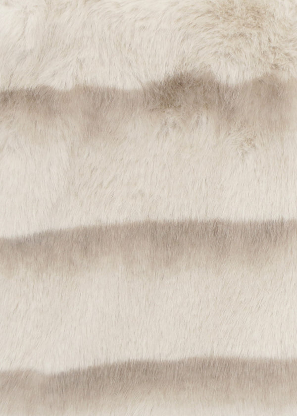 Furry Beige Shaded Stripe Faux Fur Cross-Body Bag