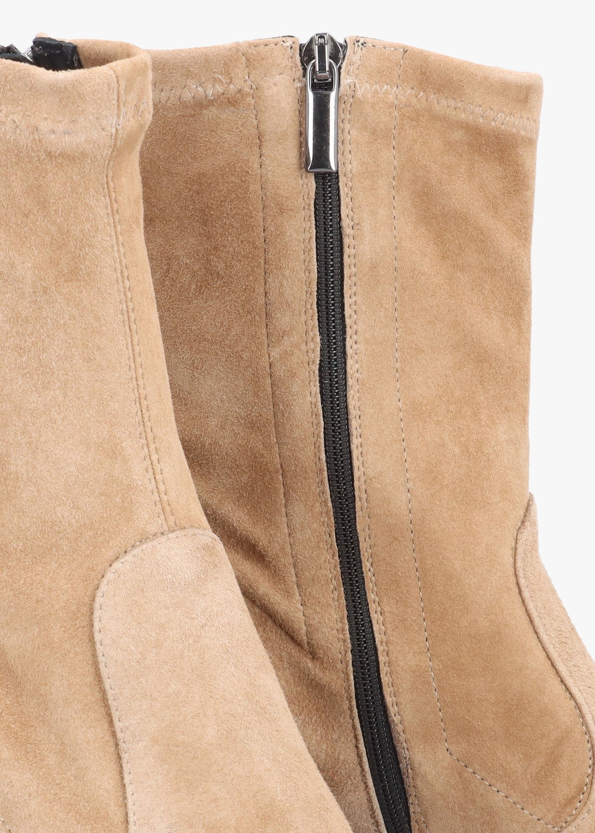 Kaky Beige Suede Block Heel Ankle Boots