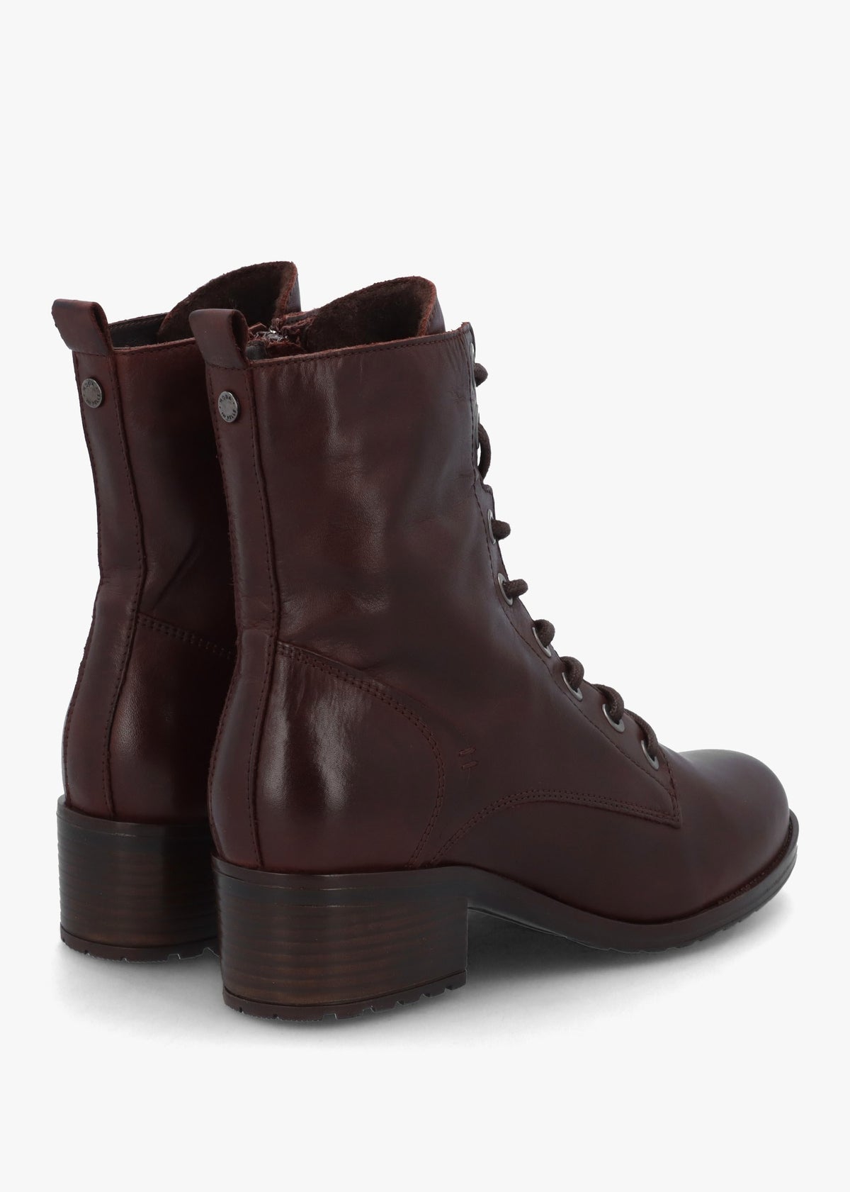Bezzie Dark Brown Leather Block Heel Ankle Boots