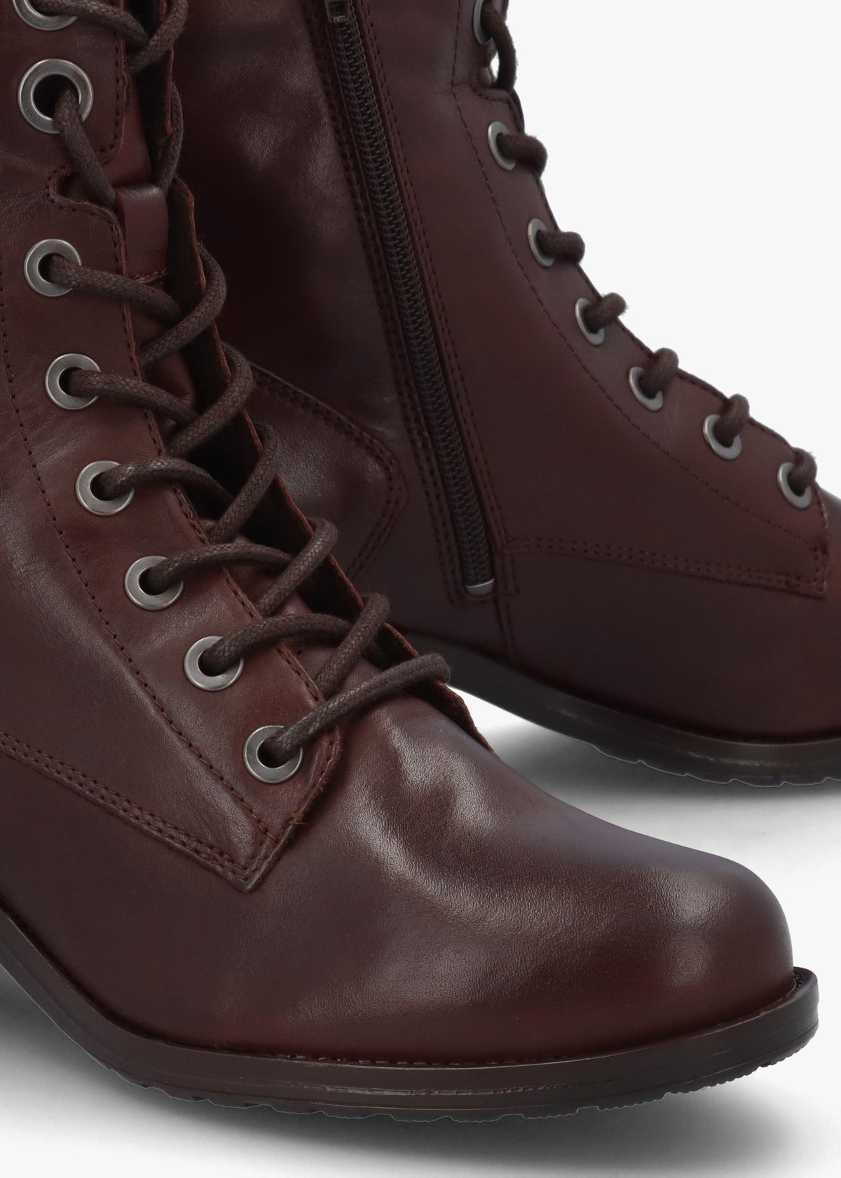 Bezzie Dark Brown Leather Block Heel Ankle Boots